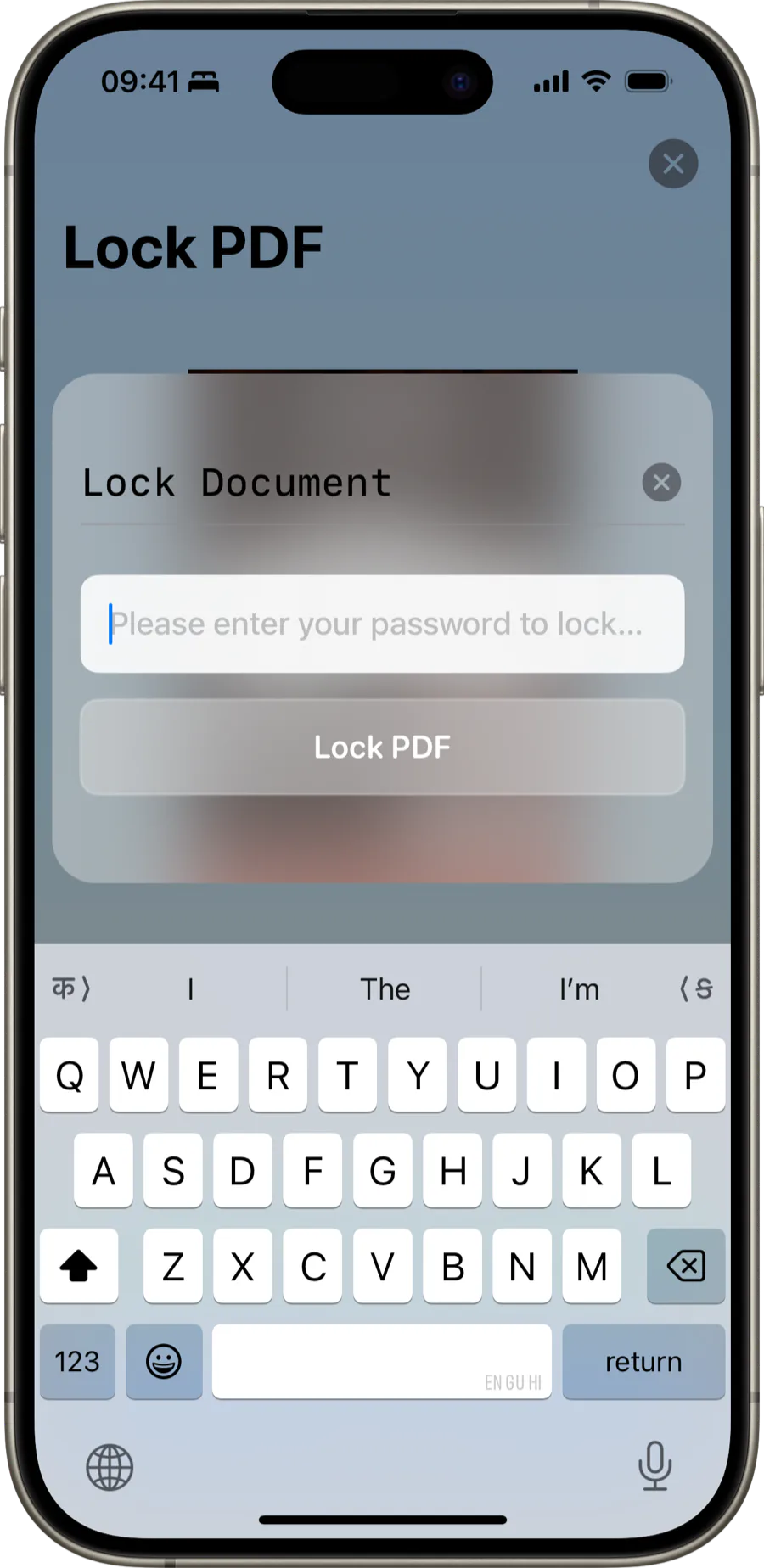Locking a document with a password in MarkPDF