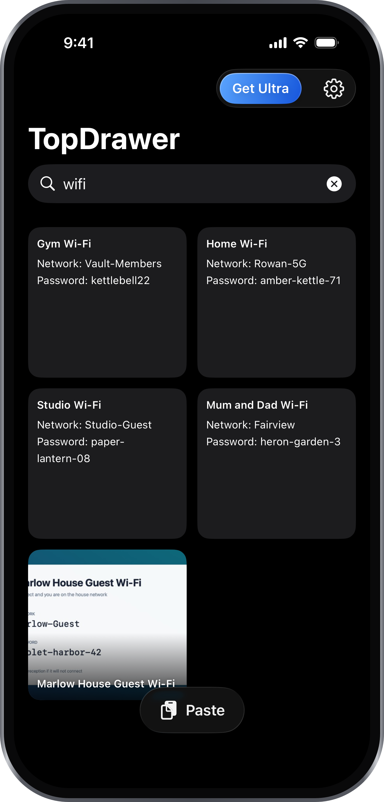 Searching TopDrawer and finding a screenshot by text inside it